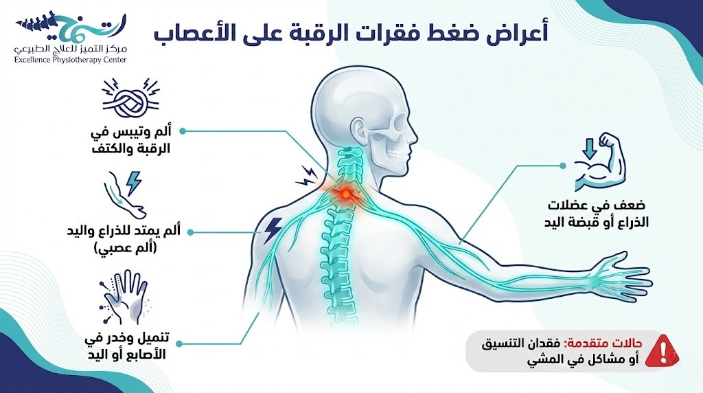 أعراض ضغط فقرات الرقبة على الأعصاب