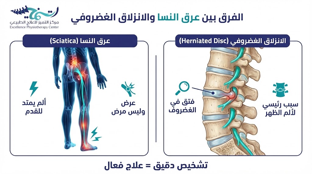  ما الفرق بين عرق النسا والانزلاق الغضروفي