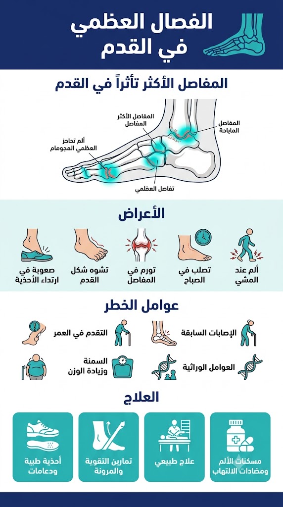 نظرة شاملة على حالات الفصال العظمي في القدم.