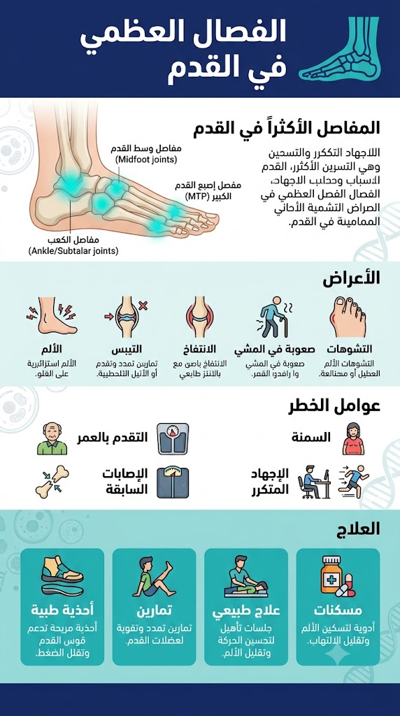 نظرة شاملة على حالات الفصال العظمي في القدم.