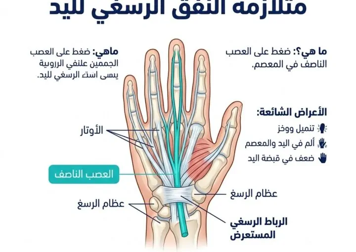 متلازمة النفق الرسغي لليد: الأعراض والأسباب والعلاج الطبيعي