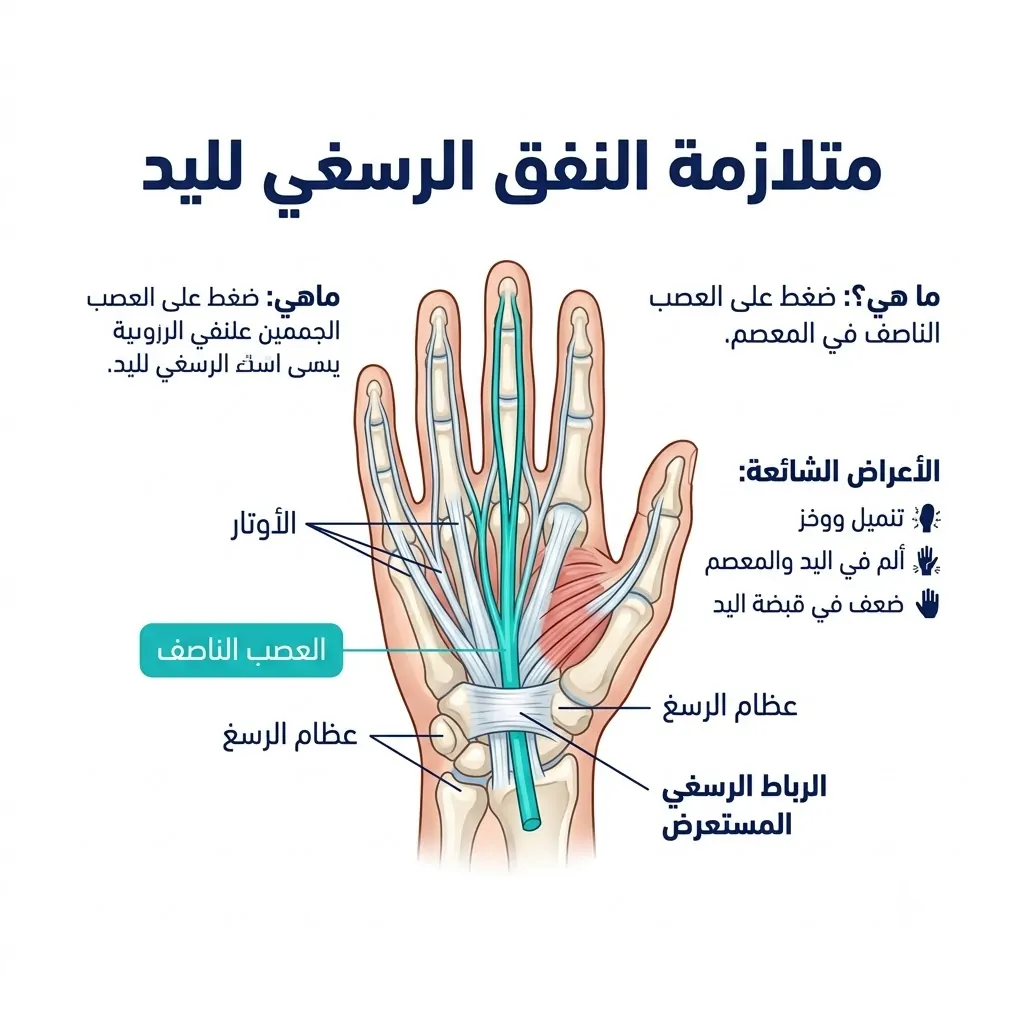 متلازمة النفق الرسغي لليد: الأعراض والأسباب والعلاج الطبيعي