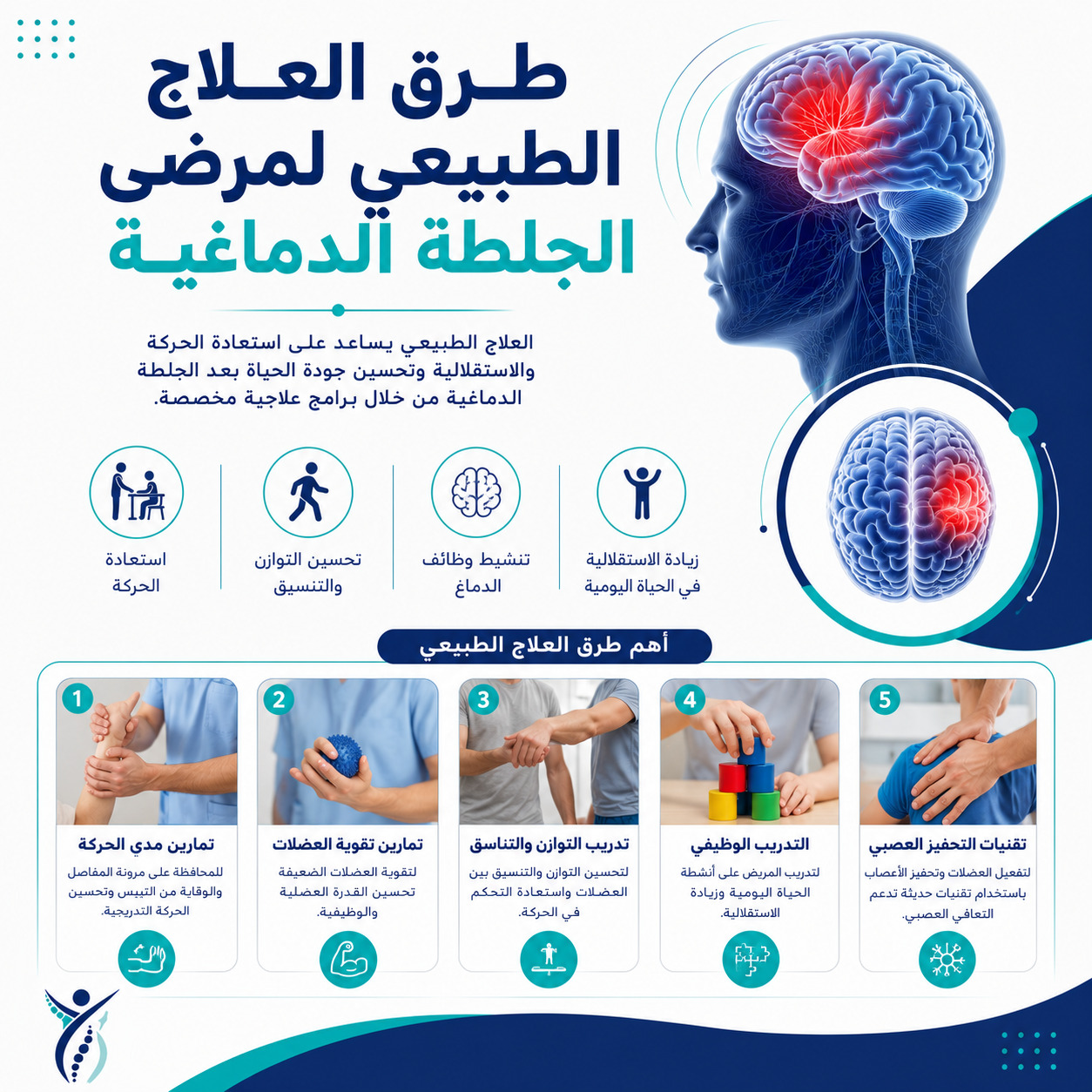 طرق العلاج الطبيعي لمرضى الجلطة الدماغية