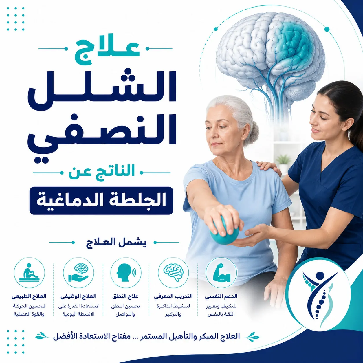 علاج الشلل النصفي الناتج عن الجلطة الدماغية
