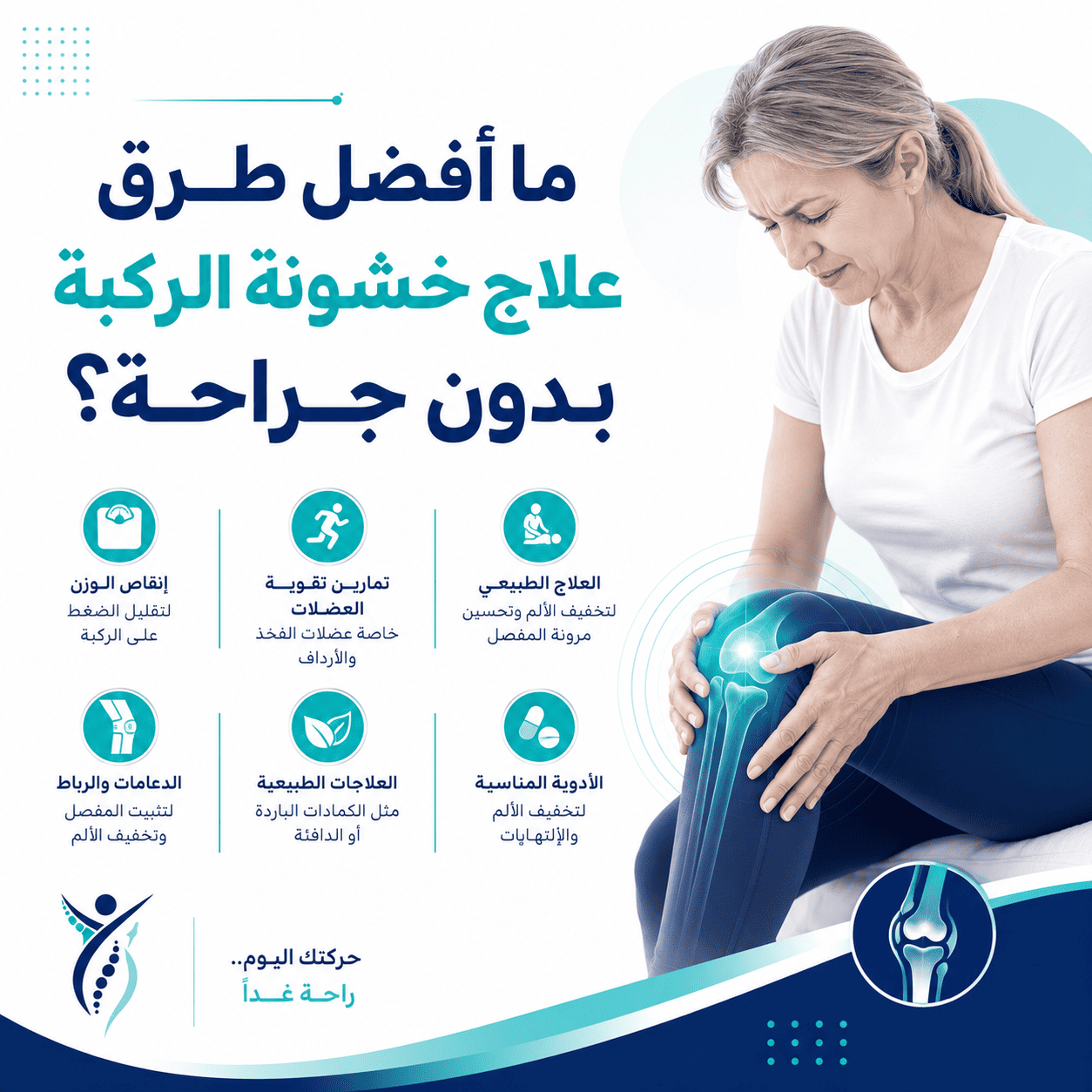 علاج خشونة الركبة بدون جراحة: لتخفيف الألم وتحسين الحركة 2 ما أفضل طرق علاج خشونة الركبة بدون جراحة؟