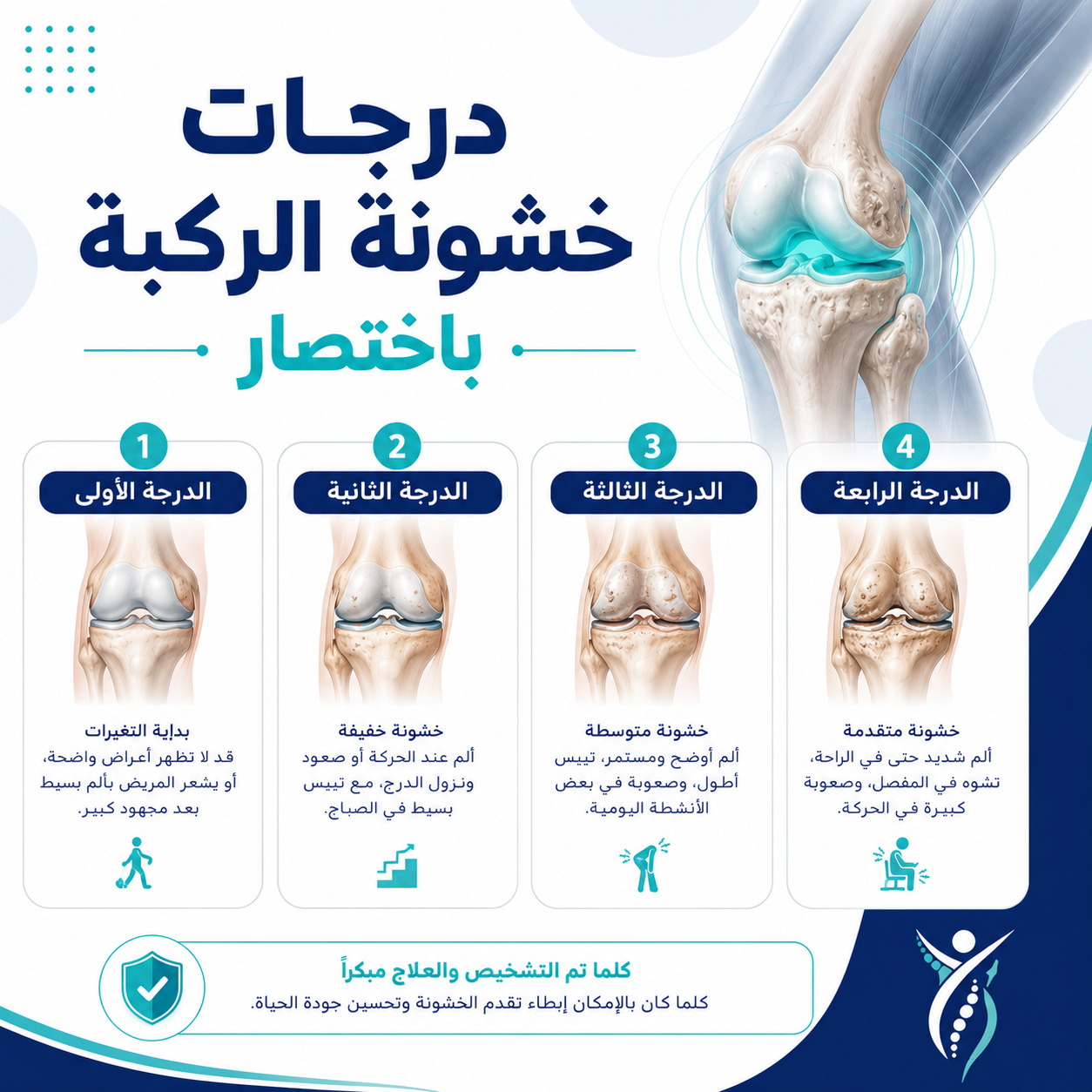 درجات خشونة الركبة باختصار