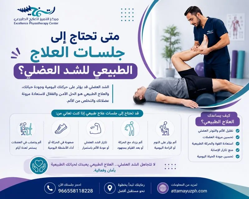 جلسات العلاج الطبيعي للشد العضلي: متى تحتاجها وكيف تساعدك؟ 3 متى تحتاج إلى جلسات العلاج الطبيعي للشد العضلي؟