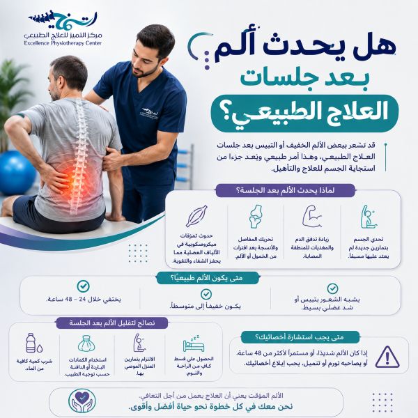 هل يحدث ألم بعد جلسات العلاج الطبيعي؟ أسباب تعافي ومتى يجب عليك القلق فوراً 3 هل يحدث ألم بعد جلسات العلاج الطبيعي؟