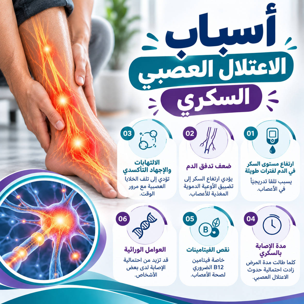 أسباب الاعتلال العصبي السكري: الأعراض والعوامل وطرق الوقاية