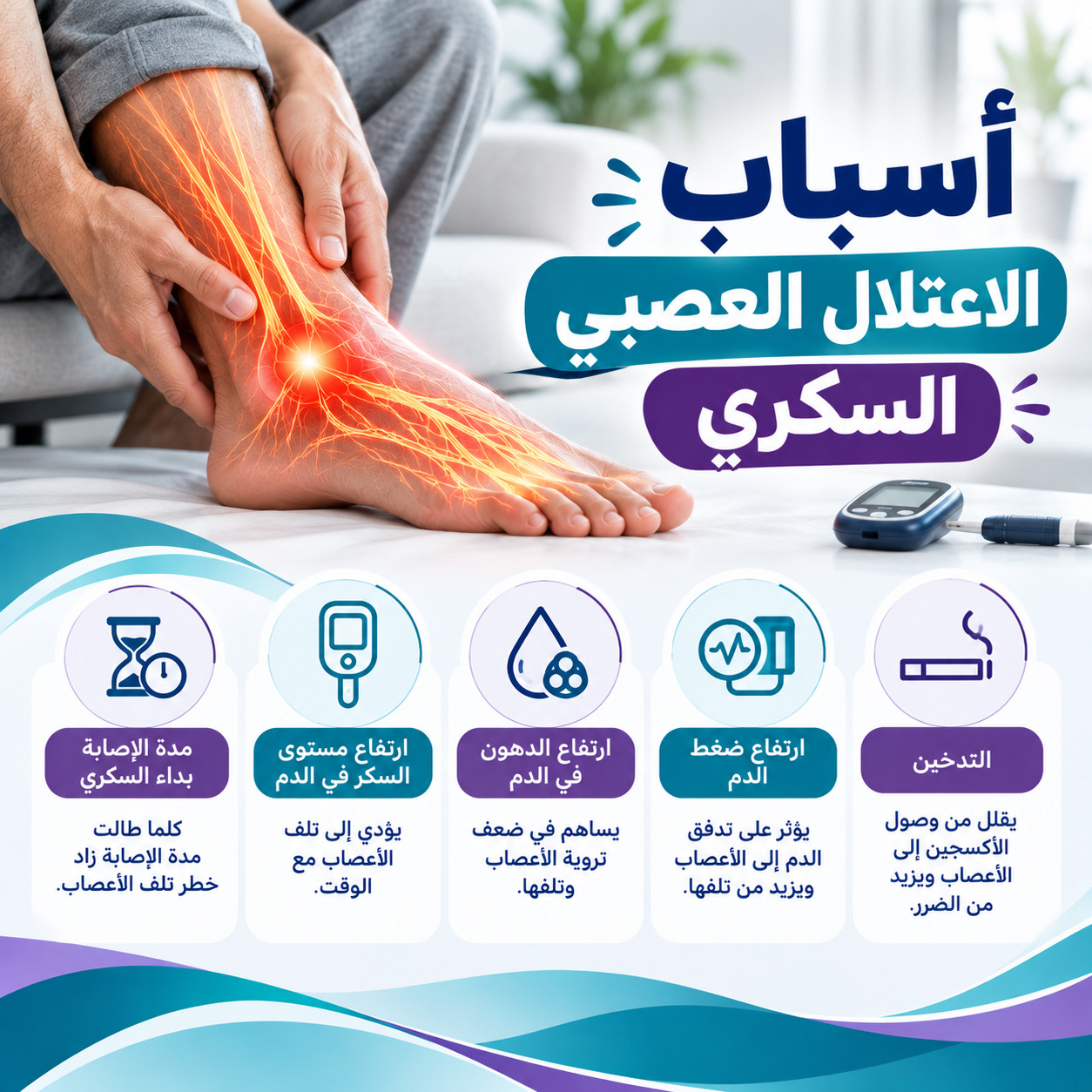 أسباب الاعتلال العصبي السكري: الأعراض والعوامل وطرق الوقاية