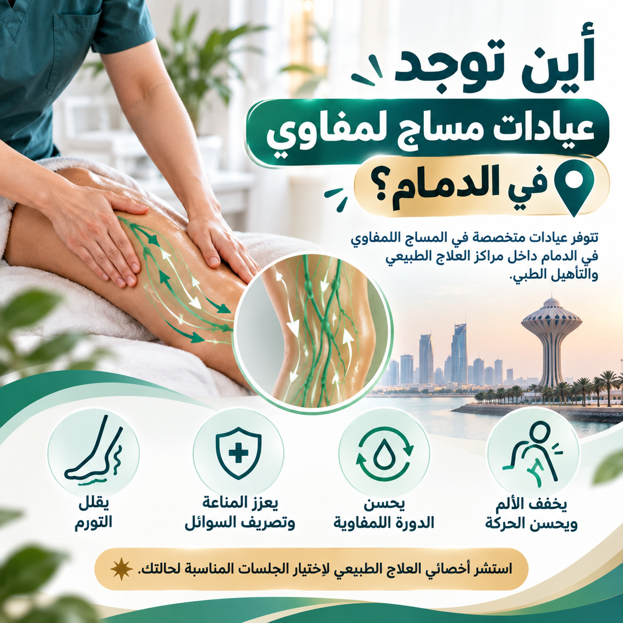 أين توجد عيادات مساج لمفاوي في الدمام؟ 