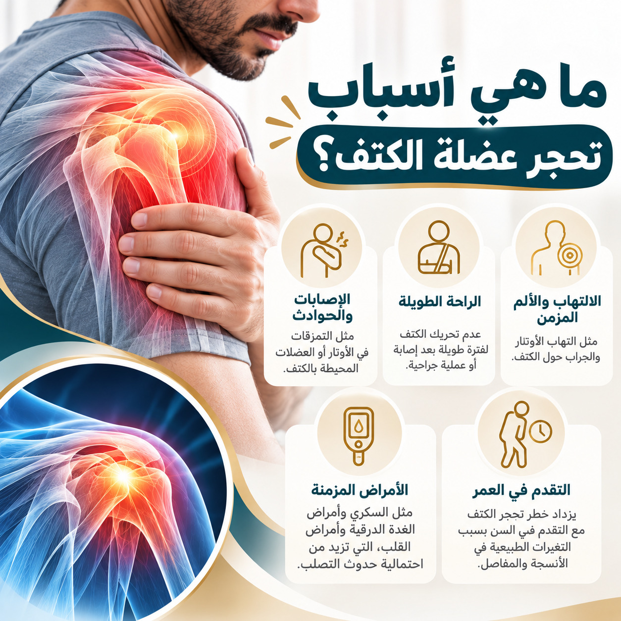 ما هي أسباب تحجر عضلة الكتف الأكثر شيوعًا؟